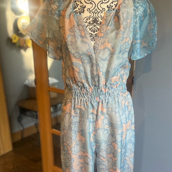 NWOT Anthropologie silk floral jumpsuit Size M - Picture 7 of 8